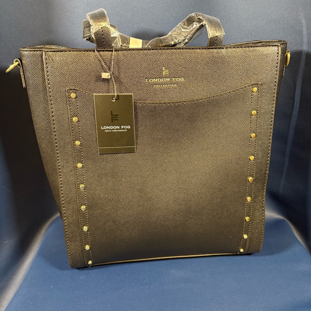 London Fog - Sophia Studded Tote -‎ 100 Anniversary - Black NWT
